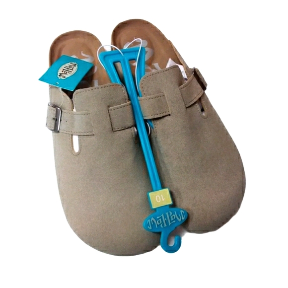 Mad Love Faux Microsuede Tina Taupe Slip On Clogs - Picture 2 of 4